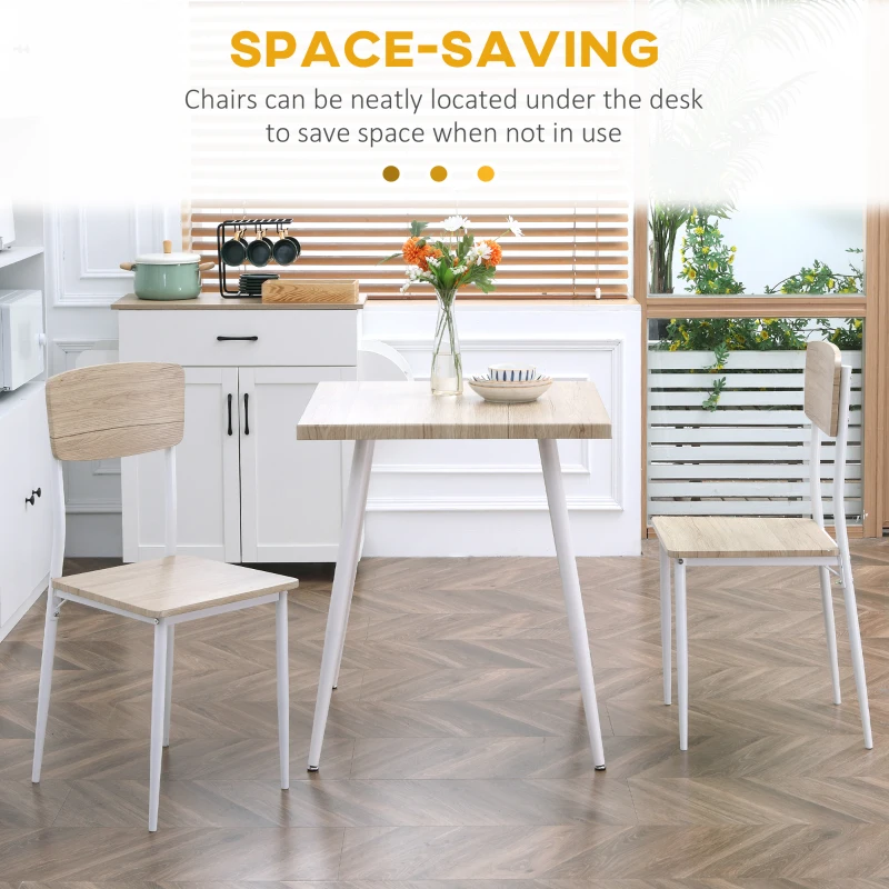 HOMCOM 3-Piece Dining Table Set, Square Modern Kitchen Table with 2 Chairs for Small Space