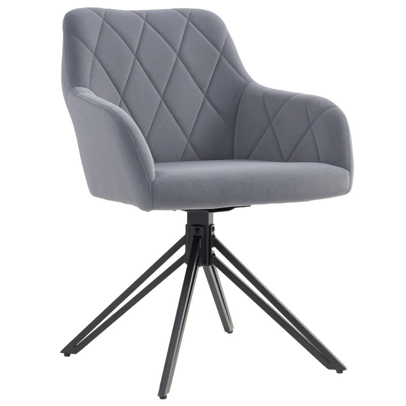 HOMCOM Akzentstuhl im Retro-Design Samtoptik 58 cm x 60,5 cm x 79 cm Stahl Grau