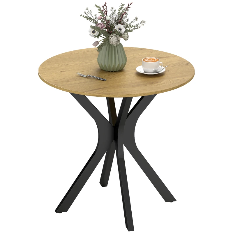 HOMCOM Table à manger Table de cuisine Table ronde, Design moderne, 78 cm x 78 cm x 75 cm, Bois naturel