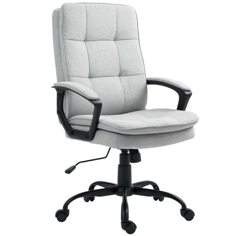 HOMCOM Bürostuhl, Schreibtischstuhl, Kippfunktion, höhenverstellbar, bis 120 kg, Grau
