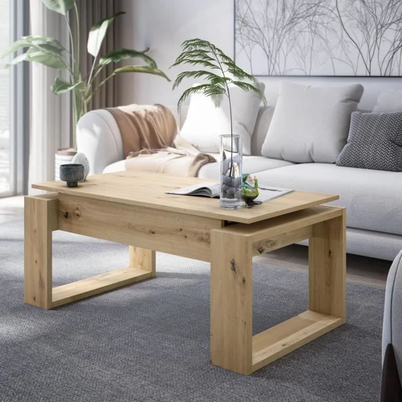 Table basse relevable - BALTIK - Rectangulaire - Chene - Sur pieds - 105 x 55 x 45 cm