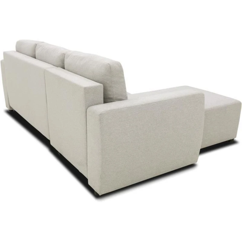 Canapé d'angle convertible réversible 3 a 4 places - PHARELL - Tissu beige - Coffre de rangement - L 224 x P 155 x H 85 cm