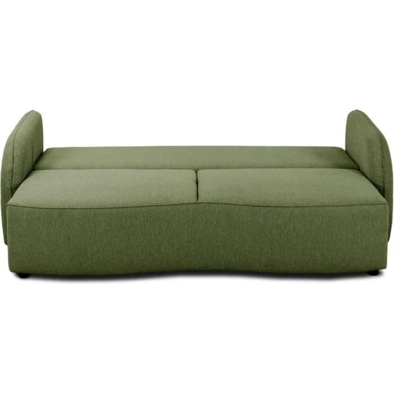 Canapé convertible BARI 3 places - Tissu olive - Coffre de rangement - L215 x H89 x P100 cm