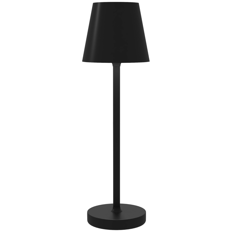 HOMCOM Lámpara de Mesita de Noche Inalámbrica con Luces LED Lámpara de Mesa USB-C Recargable 3 Colores Ø11,2x36,5 cm Negro