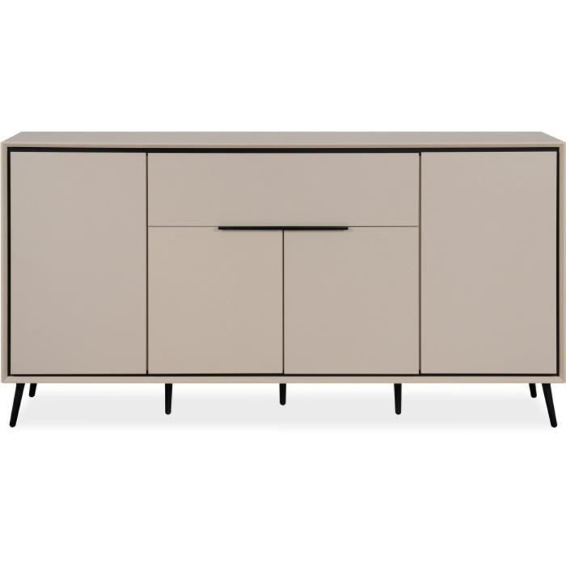 Buffet - ARONA 51B - Beige / Noir - 4 portes, 1 tiroir - 175 x 90 x 38 cm