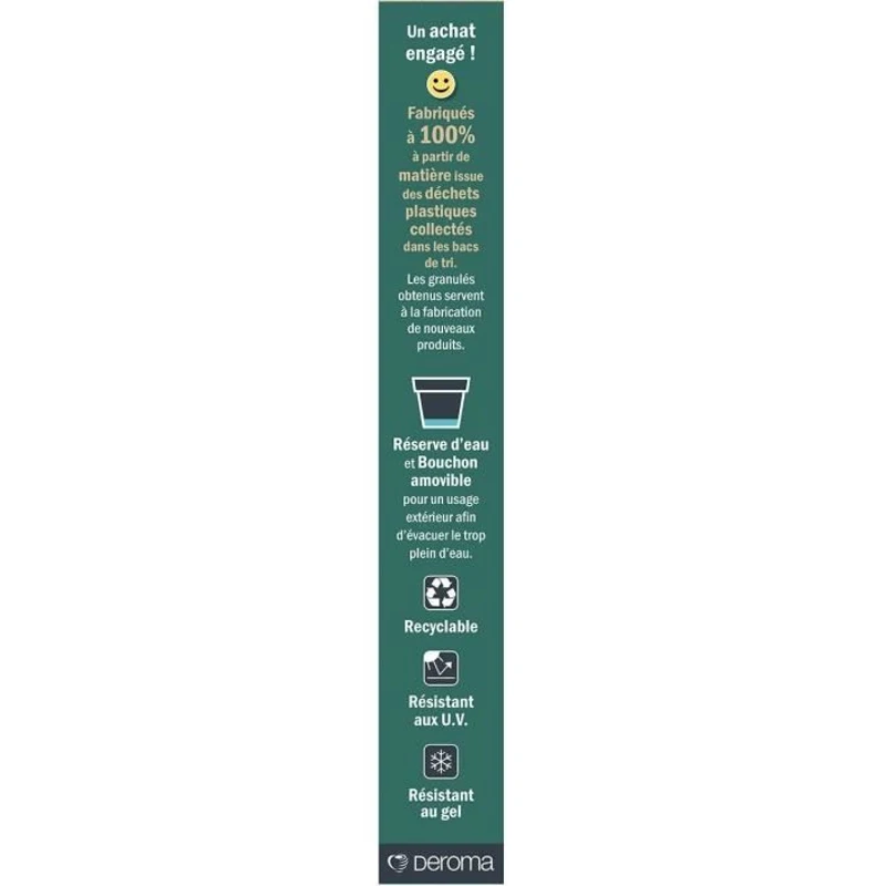 DEROMA Pot de fleurs Vaso Save R - 48 x h43,1 cm - 58L - Gris foncé