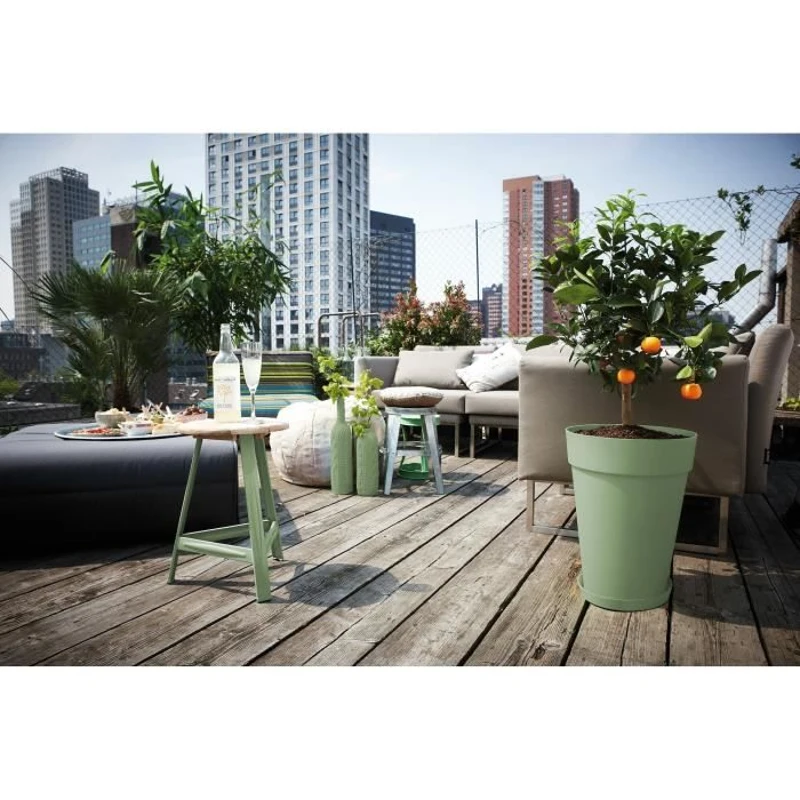 ELHO Pot de fleurs Loft Urban rond Haut - Ø 34 x H 45 cm - Extérieur - 100% recyclé - Vert