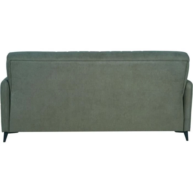 Canapé convertible - 3 places  - ENZO - Tissu vert foncé - 2 coussins - Coffre de rangement -  211 x 92 x 98 cm