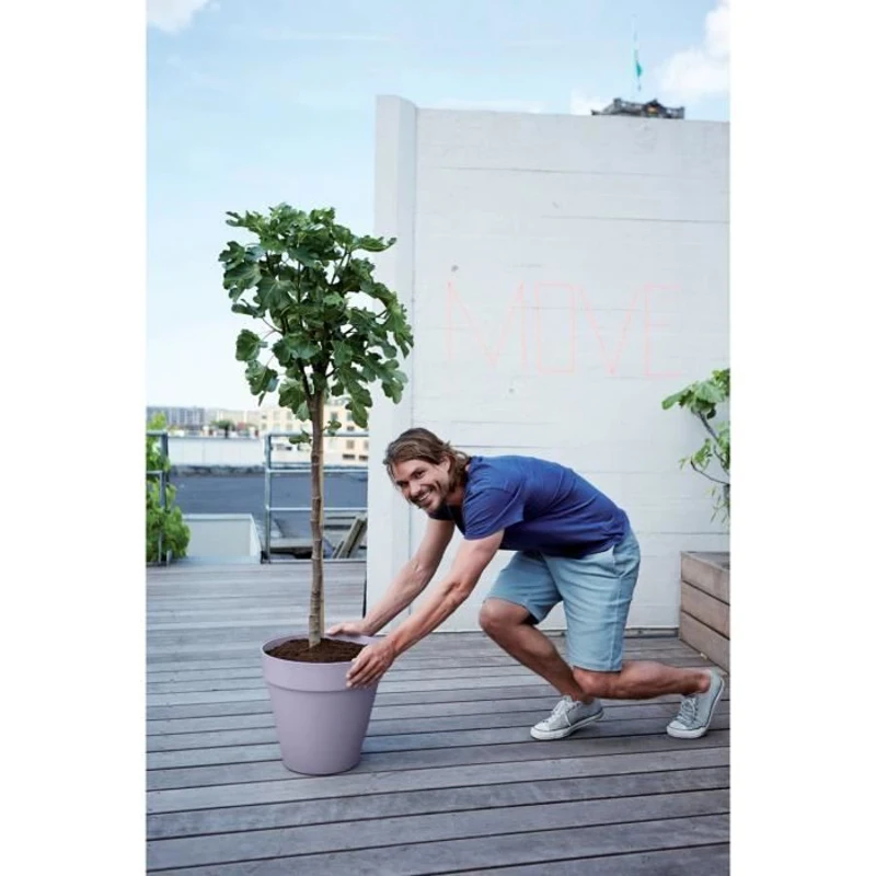 ELHO Pot de fleur Loft Urban Rond avec roues - Violet - Ø 38.5 x H 35 cm - Extérieur - 100% recyclé