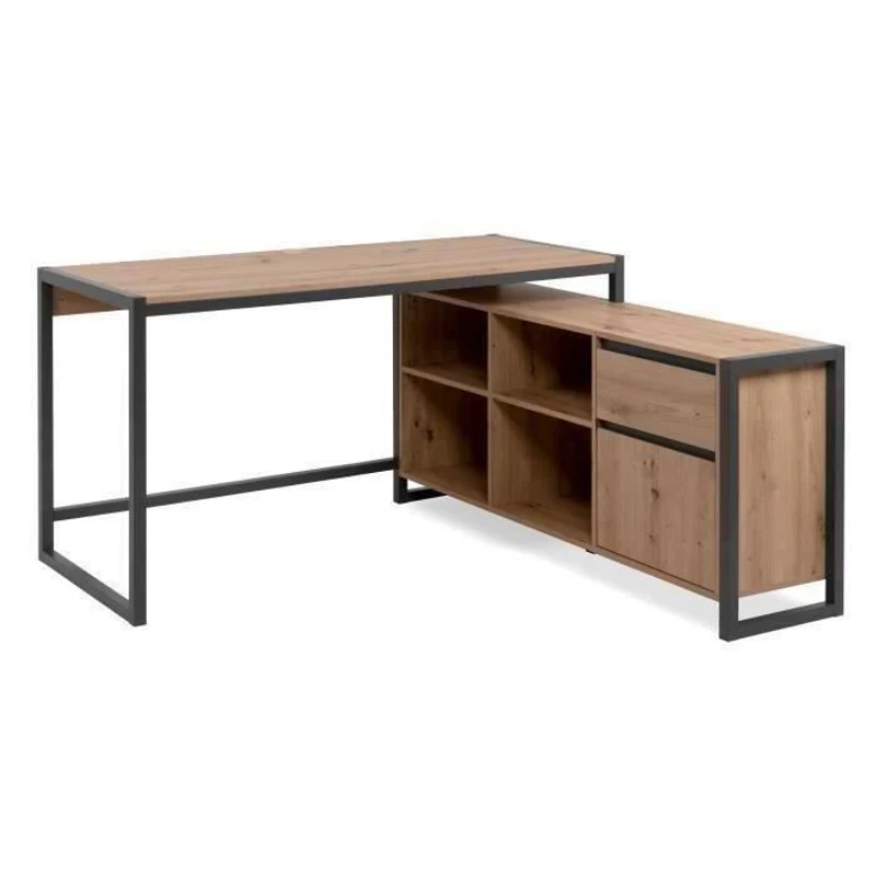 Bureau d'angle réversible Denver - Panneaux de particules - Coloris chene artisan, anthracite - 139 x 75 x 139 cm