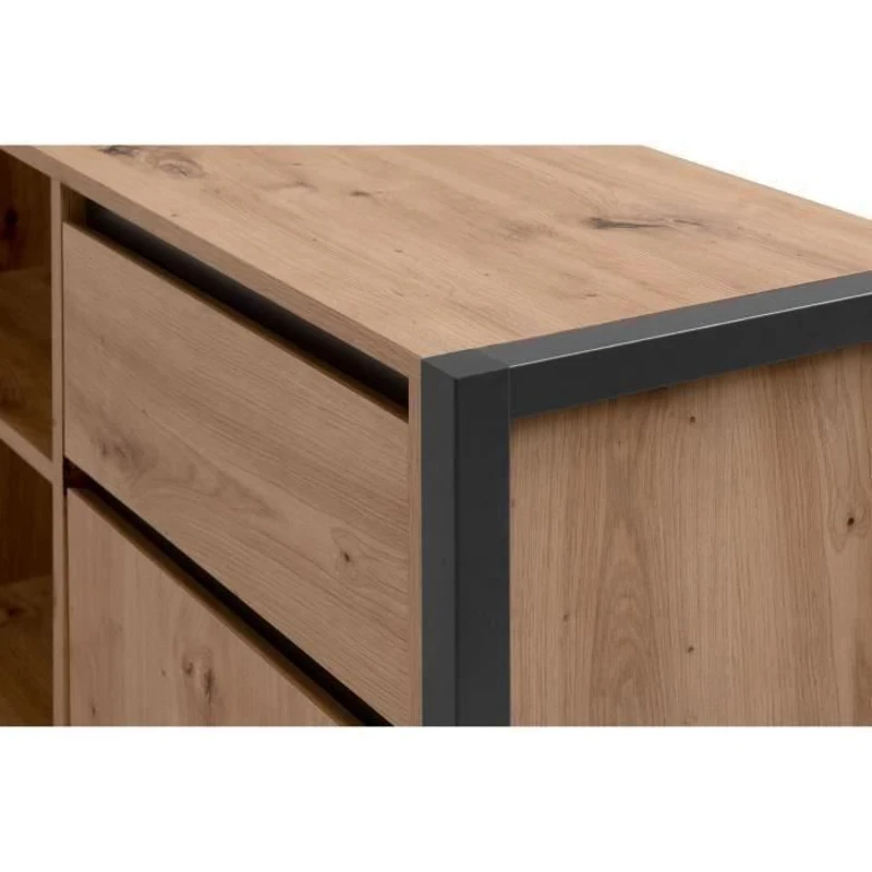 Bureau d'angle réversible Denver - Panneaux de particules - Coloris chene artisan, anthracite - 139 x 75 x 139 cm