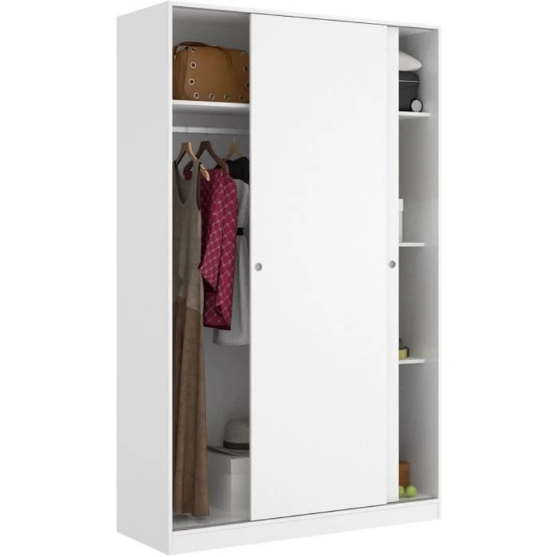 Armoire de chambre - Blanc - 2 portes coulissantes - 120 x 50 x 204 cm