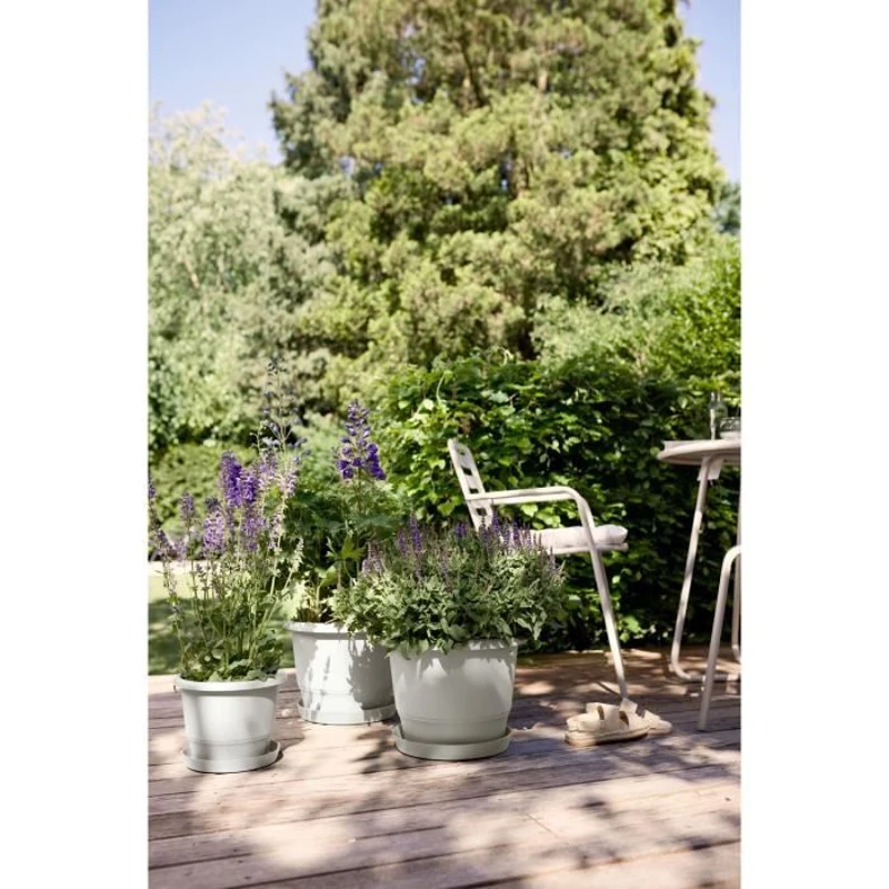 ELHO Pot de fleurs Amiga Rond 30 - Blanc - Ø 29.5 x H 22 cm - Extérieur - 100% recyclé