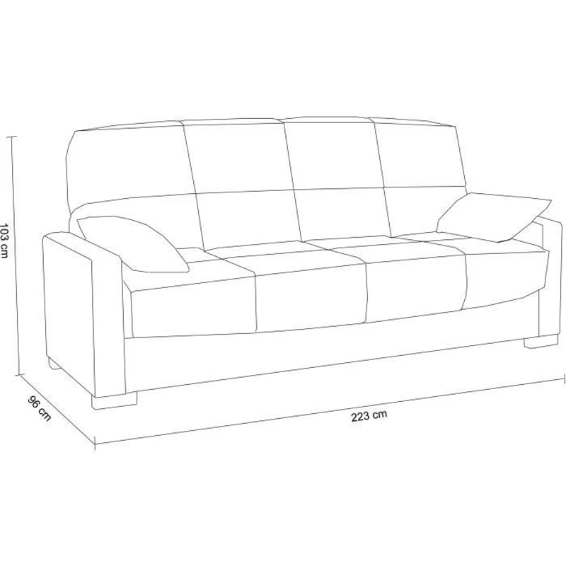 Canapé clic clac 3 places - Taupe - Matelas 17 cm - L223 x P96 x H 103 cm - MEGAN