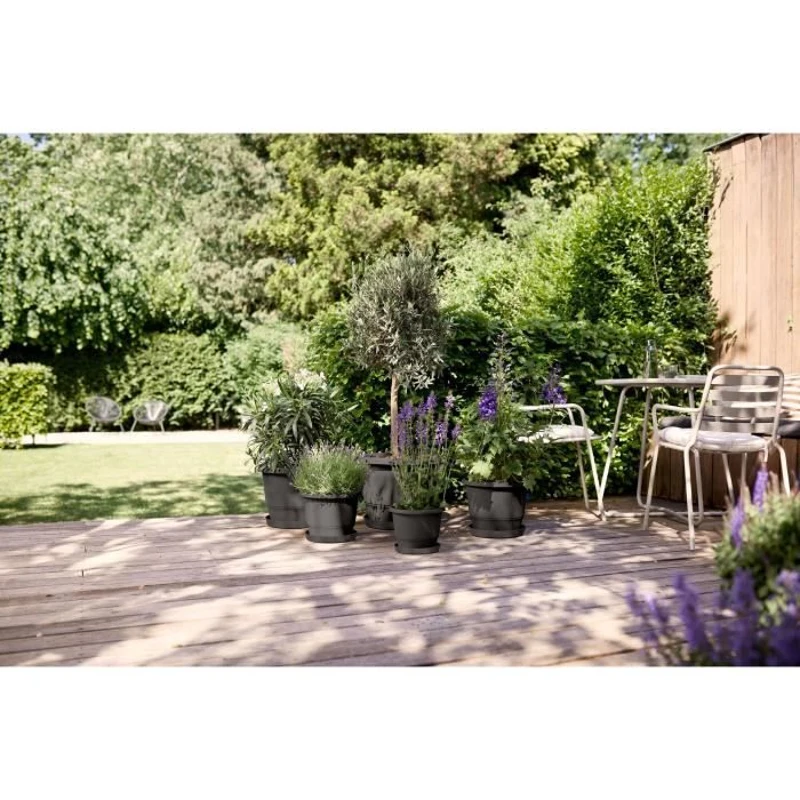 ELHO Pot de fleurs Amiga Rond 47 - Noir - Ø 47 x H 35 cm - Extérieur - 100% recyclé