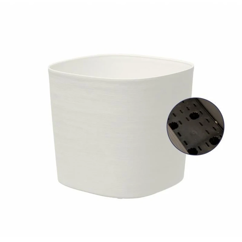 Pot avec réserve d'eau - GARDEN ID Respect - Blanc 40 x 40 cm - 100% déchets ménagers - 100% recyclable - Surface structurée.