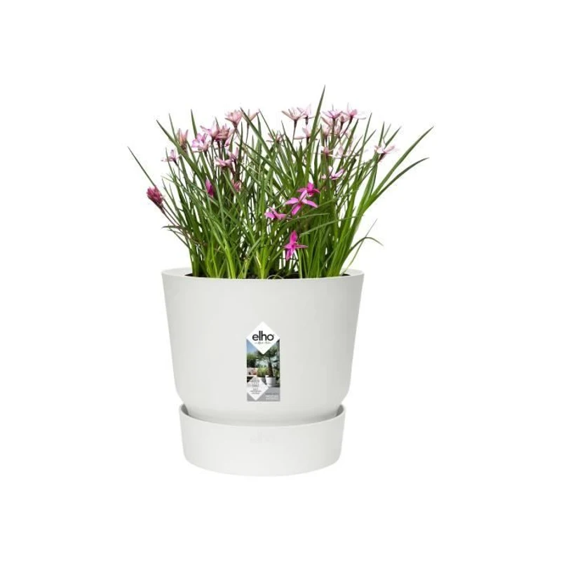 ELHO Pot de fleurs rond Greenville 30 - Extérieur - Ø 29,5 x H 27,8 cm - Blanc
