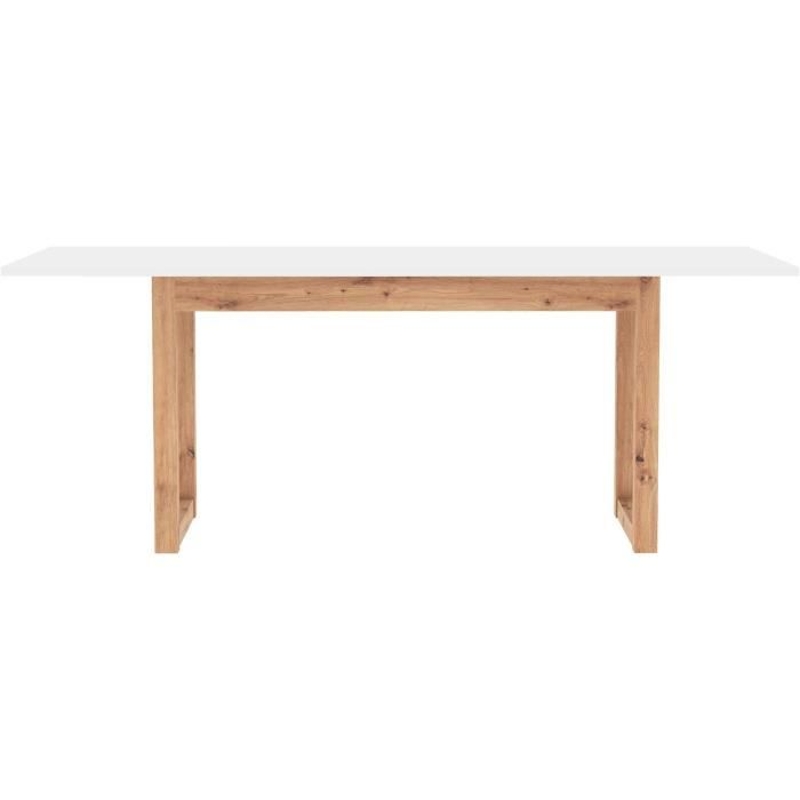 Table a manger - DENVER - Extensible - 10 personnes - Chene artisan / Blanc - 160- 200 x 90 x 75 cm