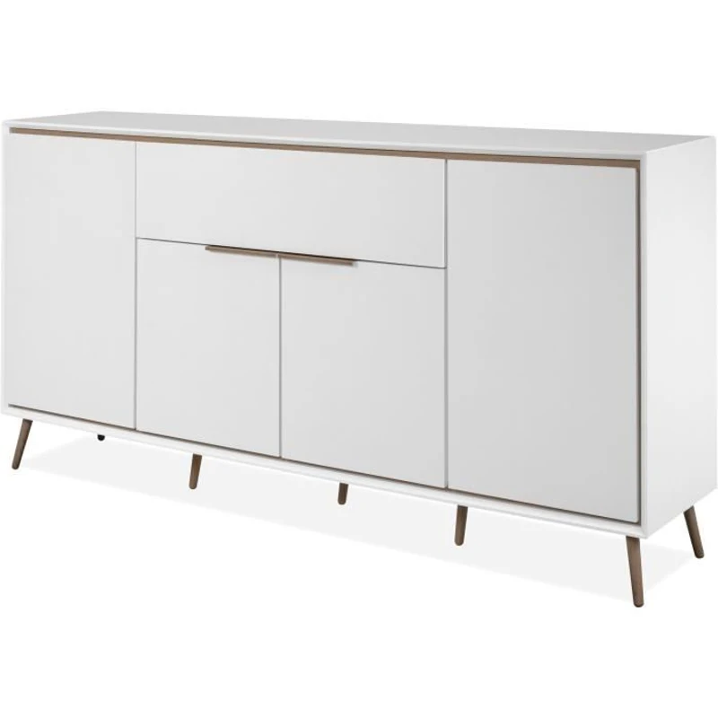 Buffet - ARONA 51B - Blanc / Chene artisan - 4 portes, 1 tiroir - 175 x 90 x 38 cm