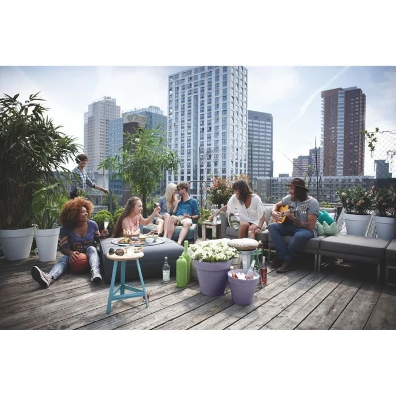 ELHO Pot de fleur Loft Urban Rond avec roues - Violet - Ø 38.5 x H 35 cm - Extérieur - 100% recyclé