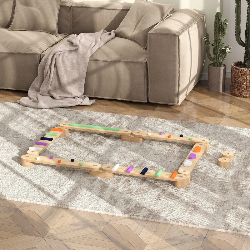 AIYAPLAY Houten Balansbalk-Kinderset, voor Kinderen van 3-8 Jaar, Dubbelzijdige Balansborden voor Speelse Coördinatie