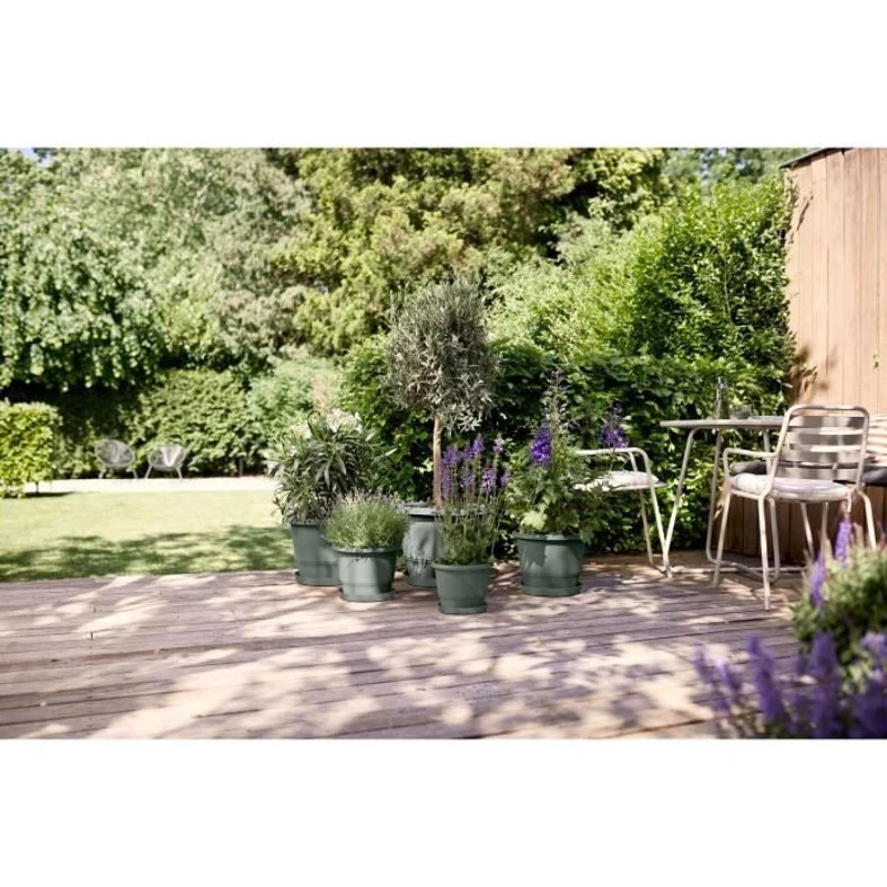 ELHO Pot de fleurs Amiga Rond 25 - Vert - Ø 24.5 x H 18 cm - Extérieur - 100% recyclé