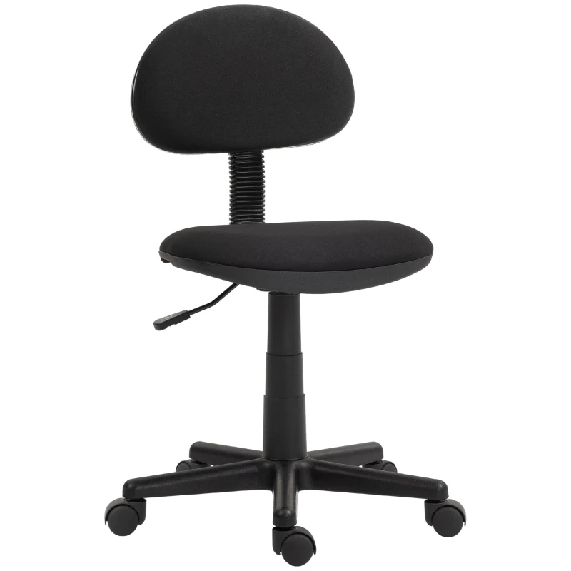 HOMCOM Sedia da Ufficio Girevole ad Altezza Regolabile, in Tessuto Elastico, Spugna e Acciaio, 43x51x73-85 cm, Nero