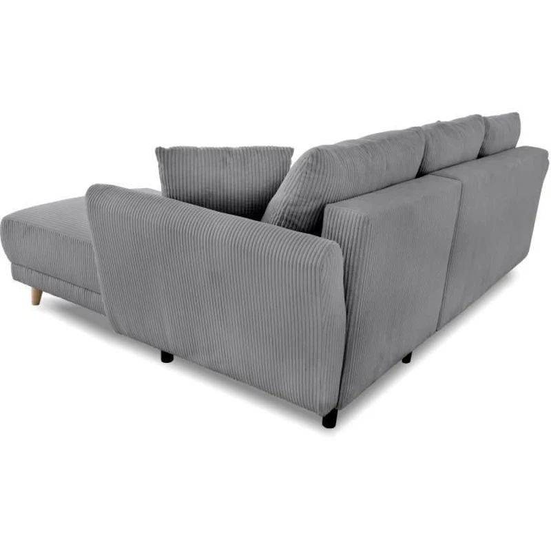 Canapé d'angle convertible réversible - 3 / 4 places - CLAUDIUS - Tissu Velours côtelé Anthracite - Coffre - 244 x 158 x 86 cm
