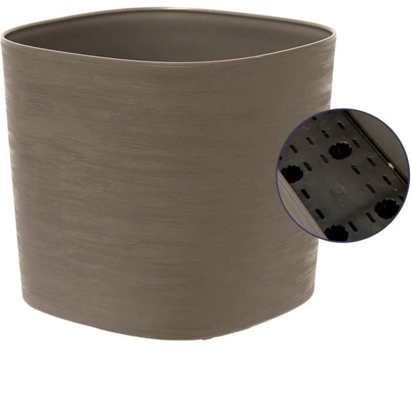 Pot avec réserve d'eau - GARDEN ID Respect - Taupe 40 x 40 cm - 100% déchets ménagers - 100% recyclable - Surface structurée.