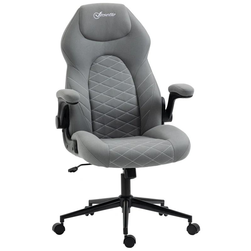 Vinsetto Sedia da Ufficio Ergonomica e Reclinabile ad Altezza Regolabile, 65.5x69.5x112-122 cm, Grigio Chiaro