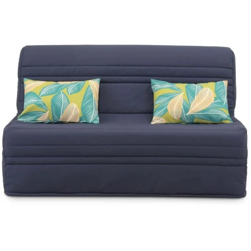Banquette BZ - 2 places - Bleu Marine - Coussins Jungle - couchage 140 x 190 x 9 cm - Joe