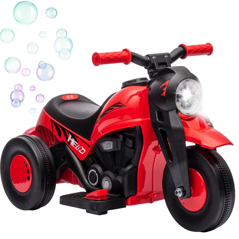 AIYAPLAY Moto eléctrica para niños, 6V moto para niños con música, burbujas 2,5-3 km/h, para niños de 2-5 años