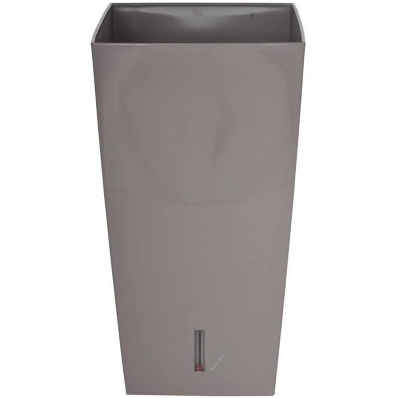 RIVIERA Pot de fleurs carré Eva New en plastique - 28 x 28 x H 52 cm - 31 L - Taupe