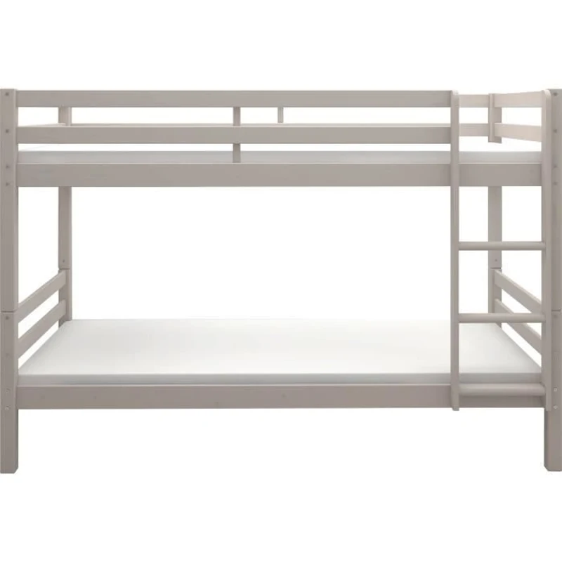 Lits superposés séparables enfant - 2x90x200 cm - Pin massif gris clair - Sommier inclus - ANDO