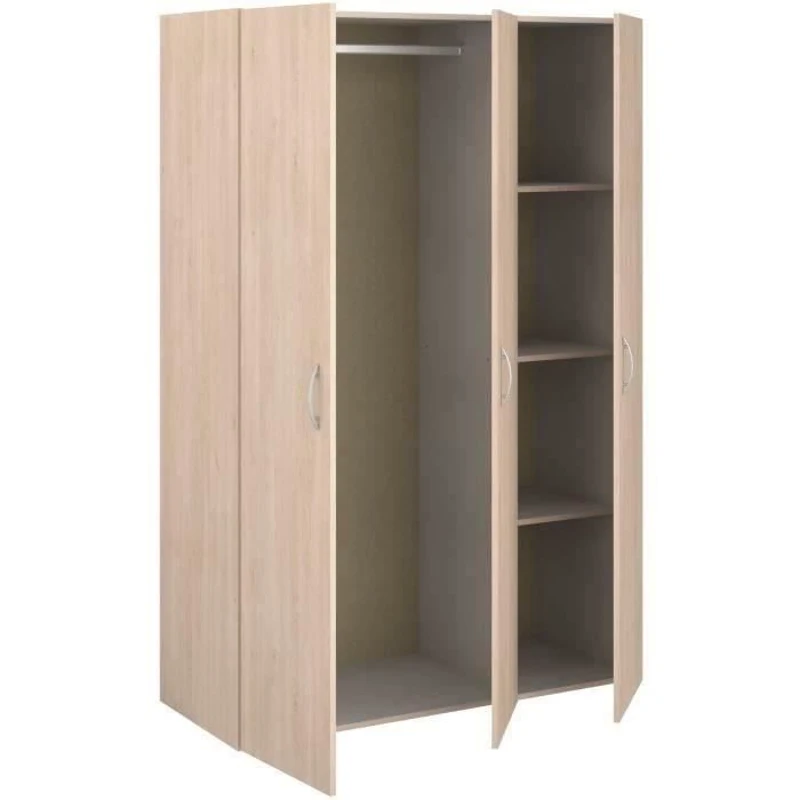 Armoire - EASY LIFE - Décor Chene clair - 3 portes battantes - L120,2 x H180 x P49,7cm - PARISOT EASY LIFE