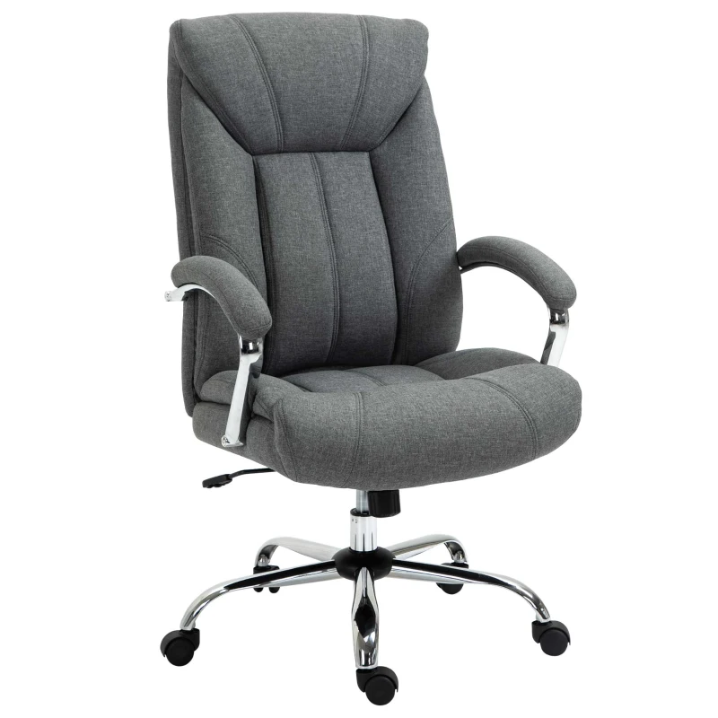 Vinsetto Sedia da Ufficio Imbottita e Girevole in Tessuto Traspirante, 65x78x110-120cm, Grigio