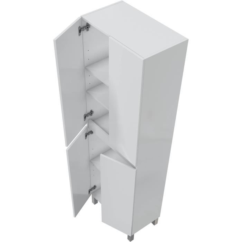 Meuble de salle de bain - double colonne - Blanc brillant - 4 portes - L60 x P35 x H182 cm - DESTAL