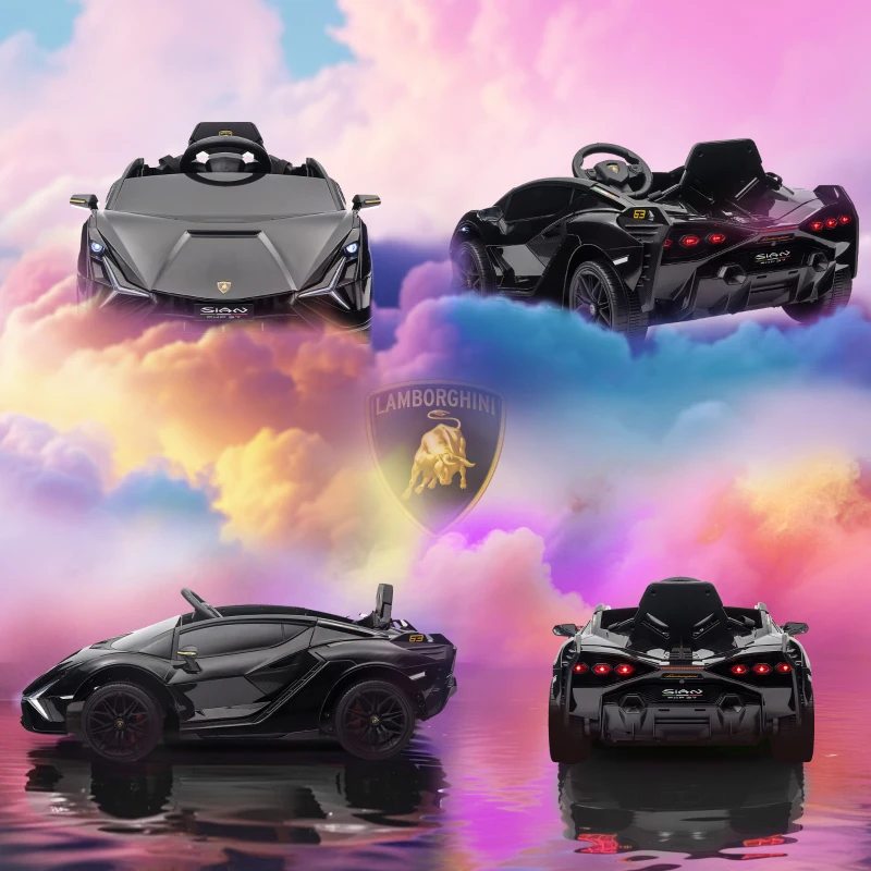 HOMCOM Voiture Électrique pour Enfants 3-5 Ans Lamborghini 12V avec Télécommande et Vitesse 3-5km/h, Noir(m-5)