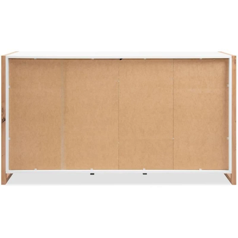 Buffet - DENVER - Chene artisan / Blanc - 3 portes - 3 tiroirs - 160 x 40 x 88 cm