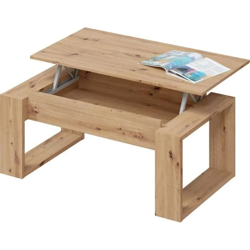 Table basse relevable - BALTIK - Rectangulaire - Chene - Sur pieds - 105 x 55 x 45 cm