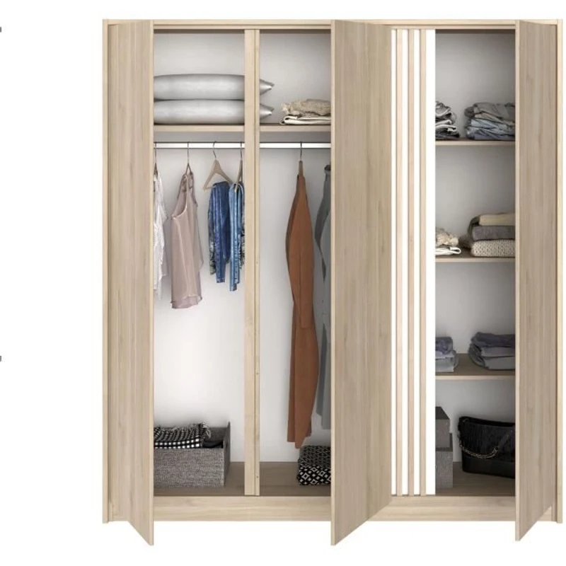 Armoire de chambre - Chene - 3 portes - 185 x 52 x 203 cm - PARISOT