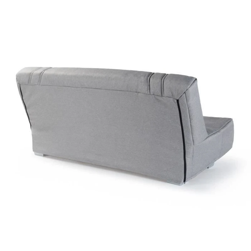 COMFORT BULTEX Banquette clic clac - Tissu Gris + Coussins déco rose - L193 x P95 cm