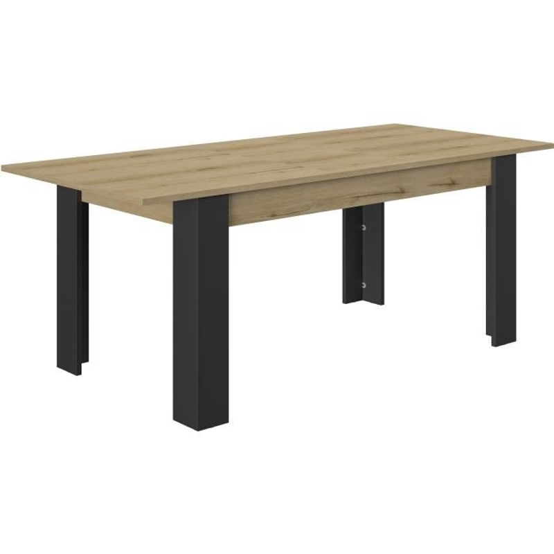Table a manger extensible - GAMI - TRUST - Chene / Noir - 8 personnes - 160 x 90 x 77 cm