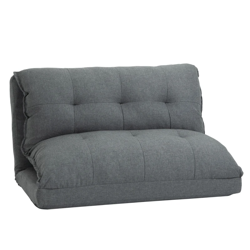 HOMCOM Fauteuil de sol paresseux chauffeuse fauteuil convertible fauteuil salon - Matelas d'appoint - inclinaison dossier réglable 13 Positions - tissu lin gris
