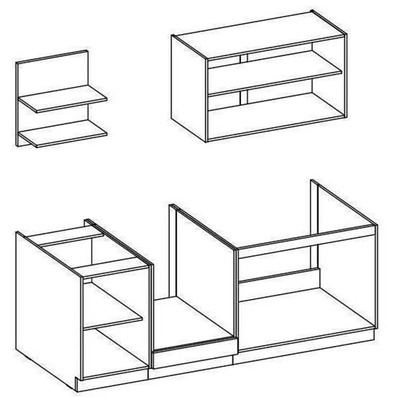 Cuisine complete PREGO - L 210 cm - Décor gris Graphit - Plan de travail 210 cm inclus