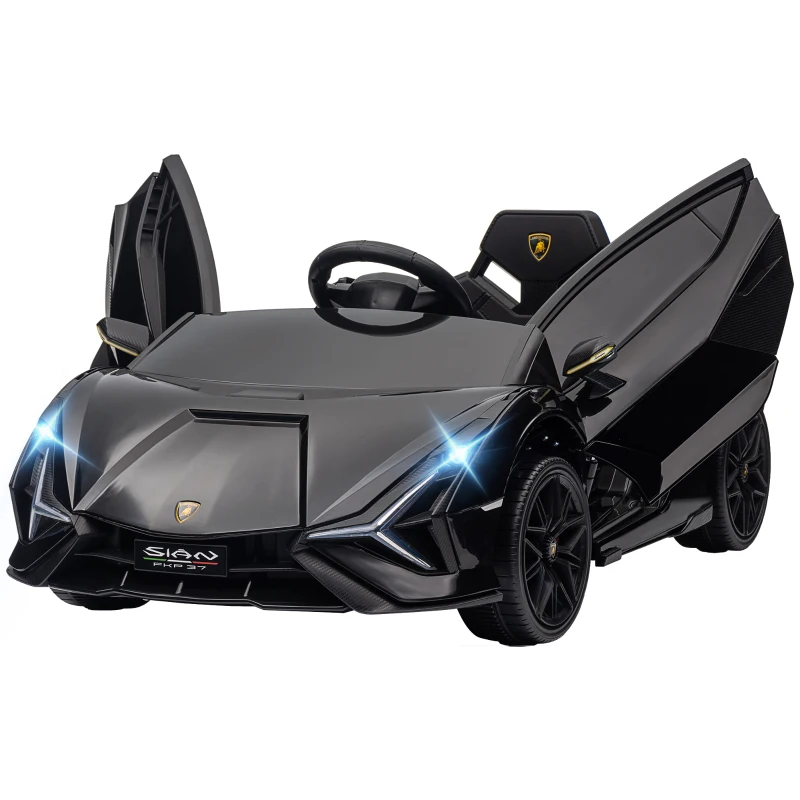 HOMCOM Elektro Kinderauto 3-5 Jahre Lamborghini 12V mit Fernbedienung und 3-5km/h Geschwindigkeit, Schwarz
