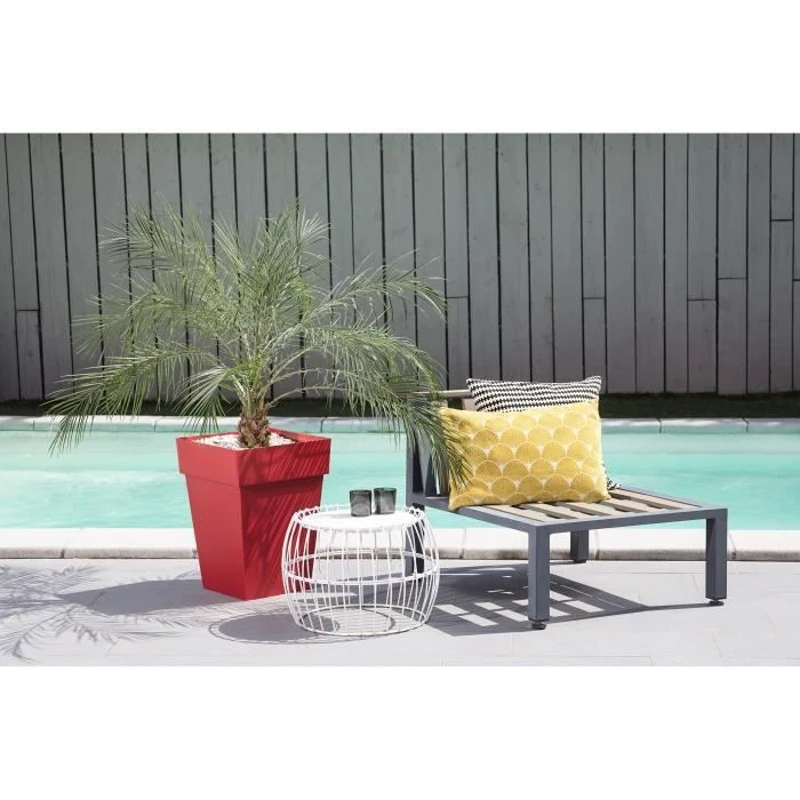 EDA Pot de fleur carré TOSCANE - 51 L - 39 x 39 x H 53 cm - Résistant gel et UV - Rouge rubis