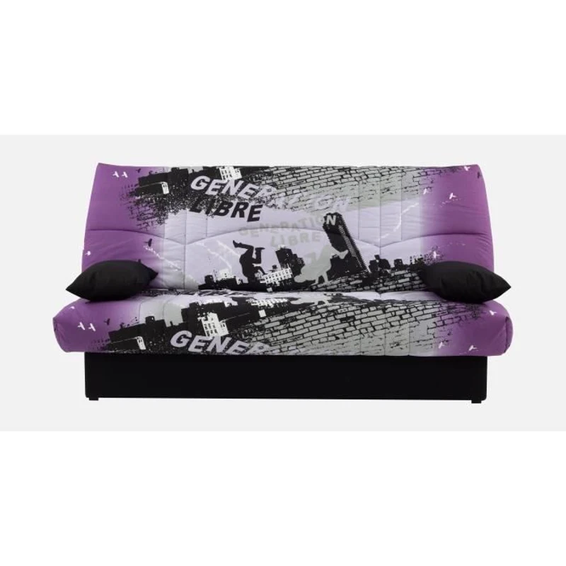 Banquette clic-clac - 3 places – Coton Parcours Mauve– 190 x 92 x 96 cm – DREAM