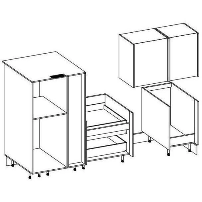 Cuisine complete AYA - Décor noir - L 280 x P 60 x H 214 cm - Plan de travail inclus