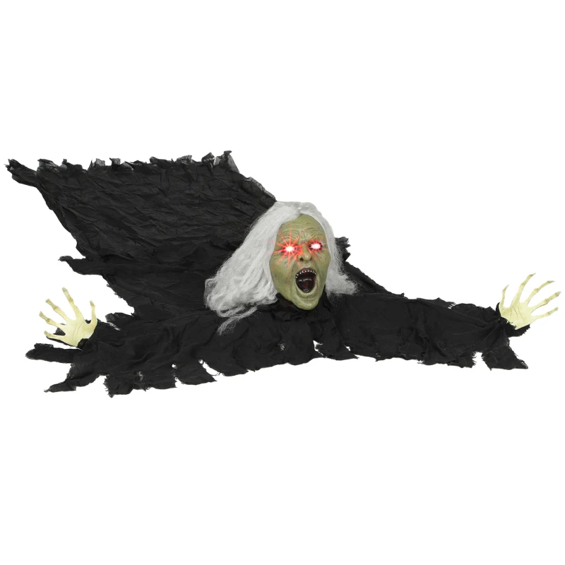 Outsunny 183cm Halloween Dekoration Halloween Zombie-Alte mit LED-Lichter, Soundfunktion, für Party